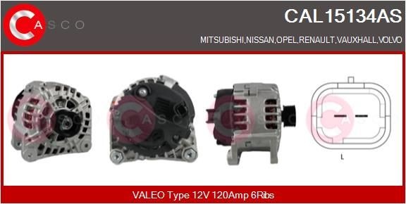 CAL15134AS CASCO Generator NISSAN 12V, 120A, CPA0156, Ø 50 mm, with integrated regulator