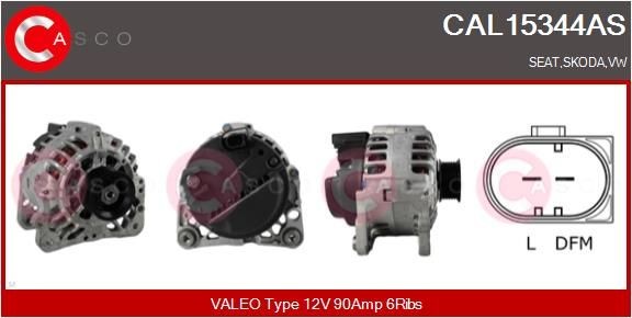 CAL15344AS CASCO Generator VW 12V, 90A, M8, CPA0155, Ø 56 mm, with integrated regulator