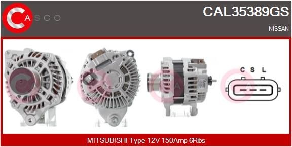 CASCO 12V, 150A, M8, CPA0316, Ø 55 mm Number of ribs: 6 Generator CAL35389GS buy