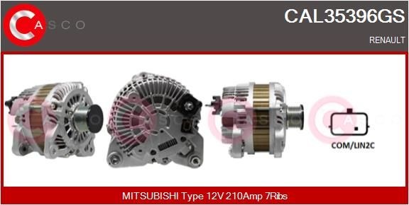 CASCO 12V, 210A, M8, CPA0425, Ø 49 mm Number of ribs: 7 Generator CAL35396GS buy