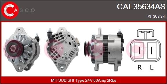 CASCO 24V, 80A, CPA0053, Ø 77 mm Number of ribs: 2 Generator CAL35634AS buy