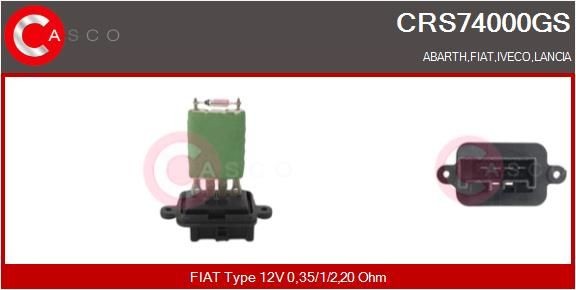 CASCO CRS74000GS Blower resistor Fiat Punto Mk2 1.2 Natural Power 60 hp Petrol/Compressed Natural Gas (CNG) 2007 price