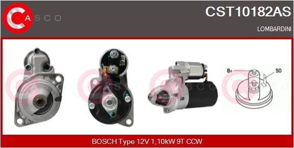 CASCO CST10182AS Starter motor 12V, 1,10kW, Number of Teeth: 9, CPS0060, M8, Ø 76 mm