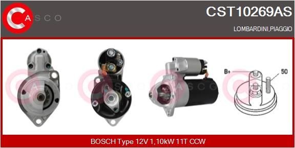 CASCO CST10269AS Starter motor 12V, 1,10kW, Number of Teeth: 11, CPS0066, M8, Ø 77 mm