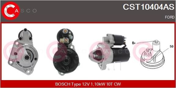 CASCO CST10404AS Starter motor 12V, 1,10kW, Number of Teeth: 10, CPS0131, M8, Ø 76 mm