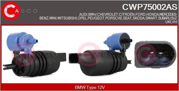 CASCO AS CWP75002AS Windshield washer pump MERCEDES-BENZ A-Class (W169) A 180 CDI (169.007, 169.307) 109 hp Diesel 2011