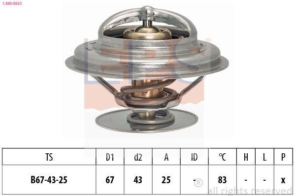 EPS 1.880.982S Engine thermostat Opening Temperature: 83°C, 67mm, without gasket/seal