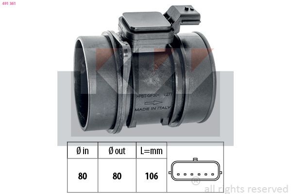 KW 491 361 Mass air flow sensor RENAULT experience and price
