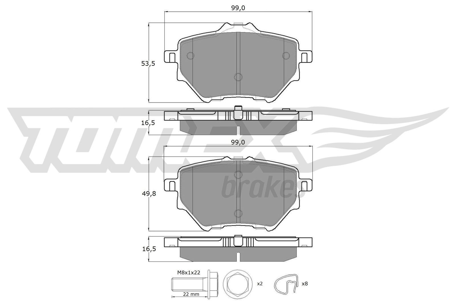 18-36 TOMEX brakes TX18-36 Brake pad set 1678167980