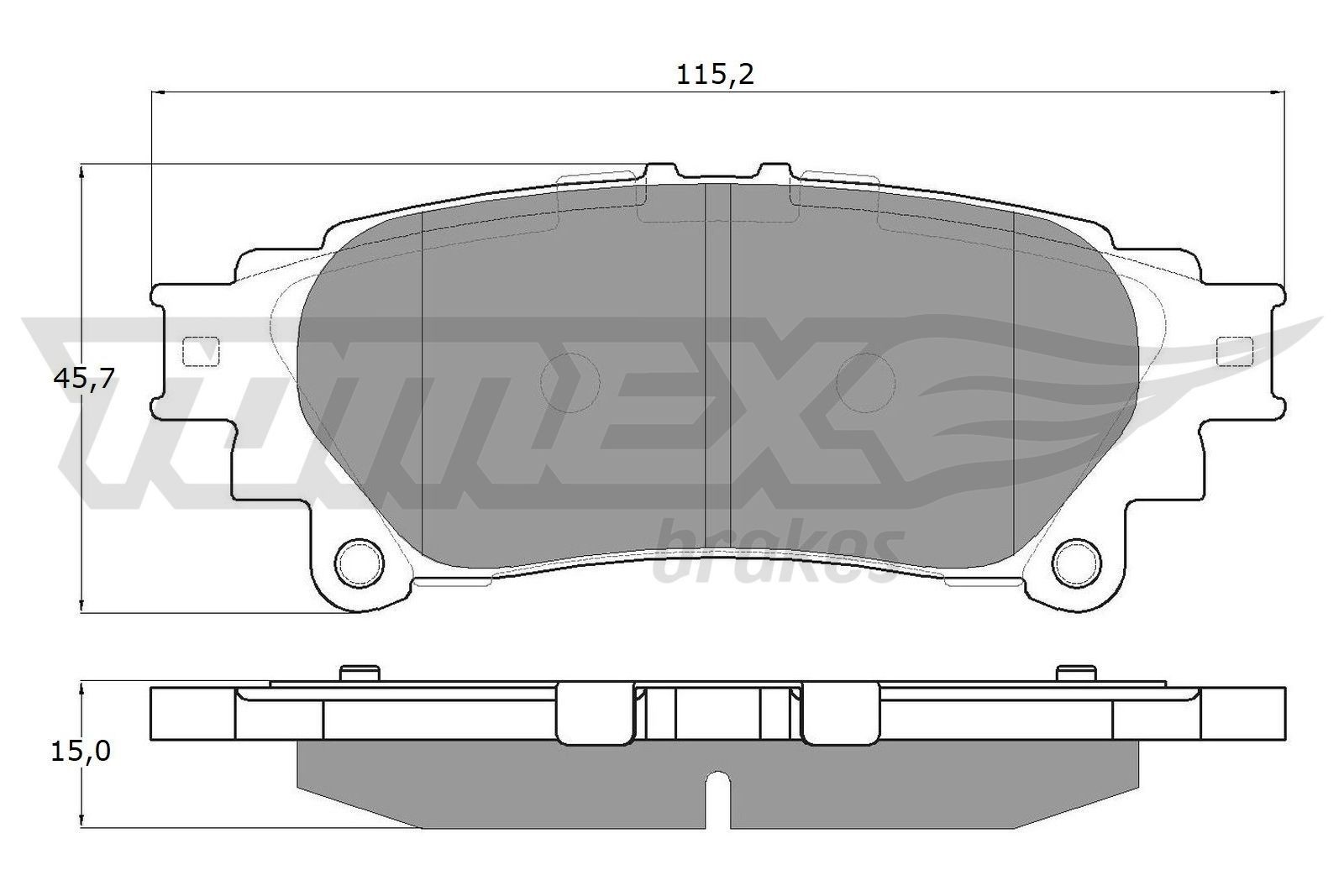 18-40 TOMEX brakes Rear Axle, not prepared for wear indicator Height: 45,7mm, Width: 115,2mm, Thickness: 15mm Brake pads TX 18-40 buy