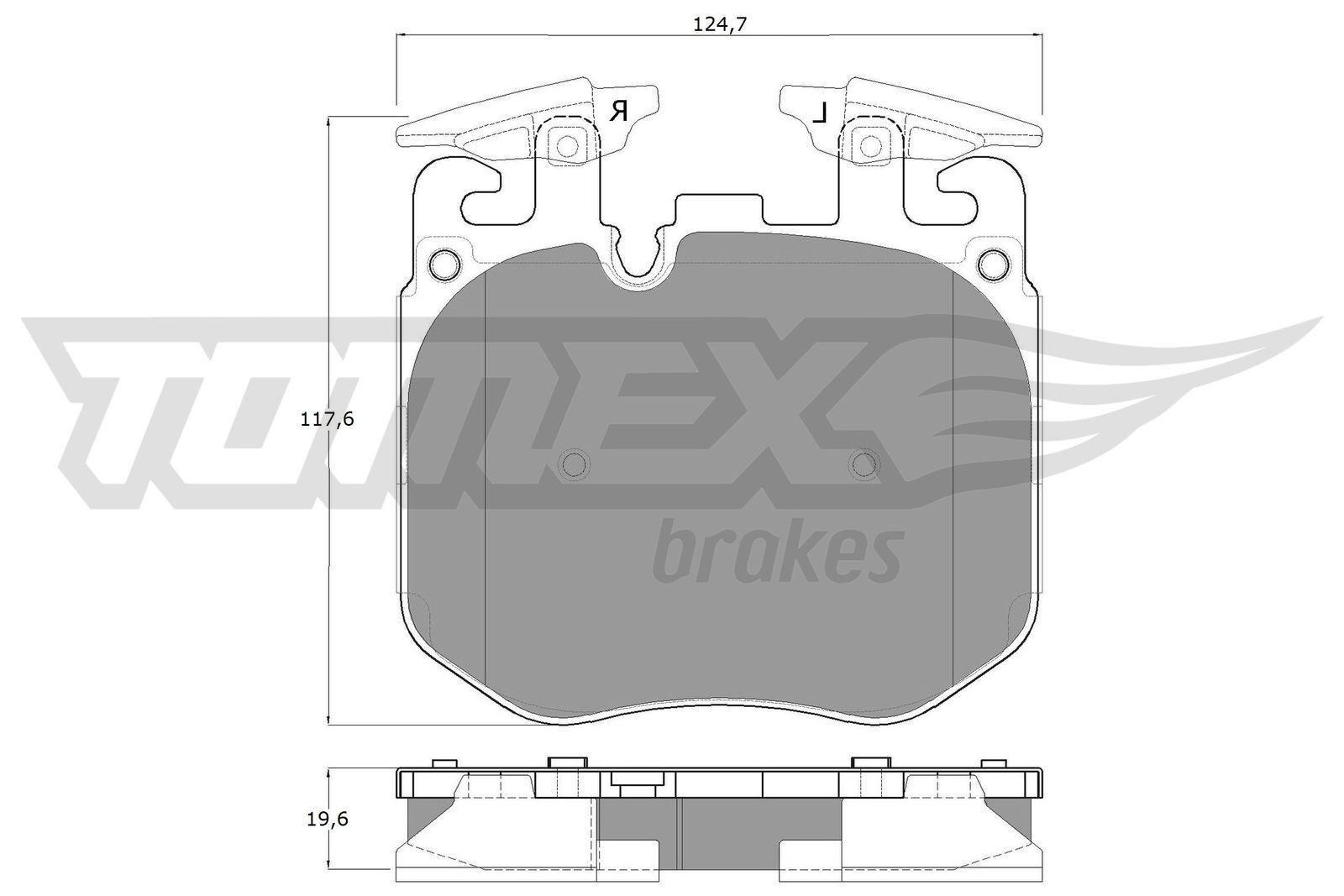 TOMEX brakes TX 18-50 Brake pad set Front Axle, prepared for wear indicator, with counterweights