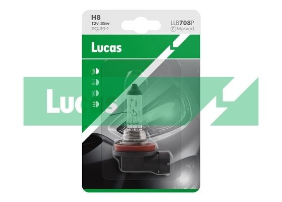 Spotlight bulb LUCAS Version: Single Clam Standard H8 12V 35W PGJ19-1, Halogen, transparent - LLB708P