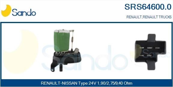 SANDO SRS64600.0 Gebläsewiderstand für RENAULT TRUCKS Premium LKW in Original Qualität