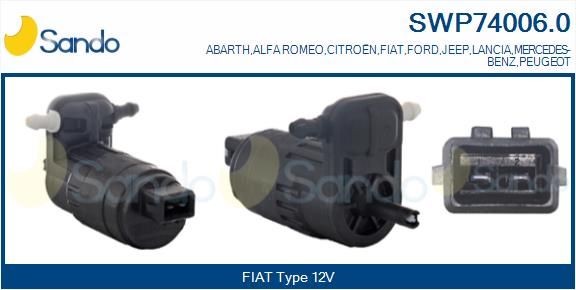 SANDO .0 SWP740060 Water pump, window cleaning ALFA ROMEO 159 Sportwagon (939) 1.9 JTDM 16V (939BXC1B, 939BXC12) 150 hp Diesel 2011