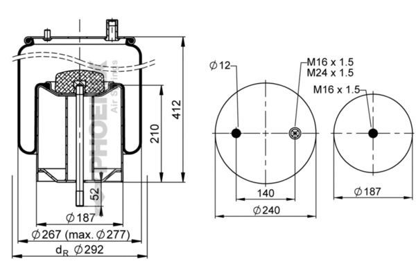 PHOENIX | Soufflet à air, suspension pneumatique 1 DK 19-1