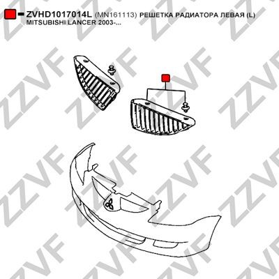 ZZVF Front Grill ZVHD1017014L for Mitsubishi Lancer 7 Saloon