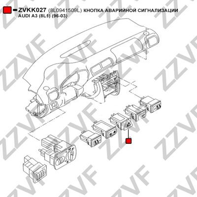 ZZVF ZVKK027 Hazard Light Switch 10-pin connector, with integrated relay