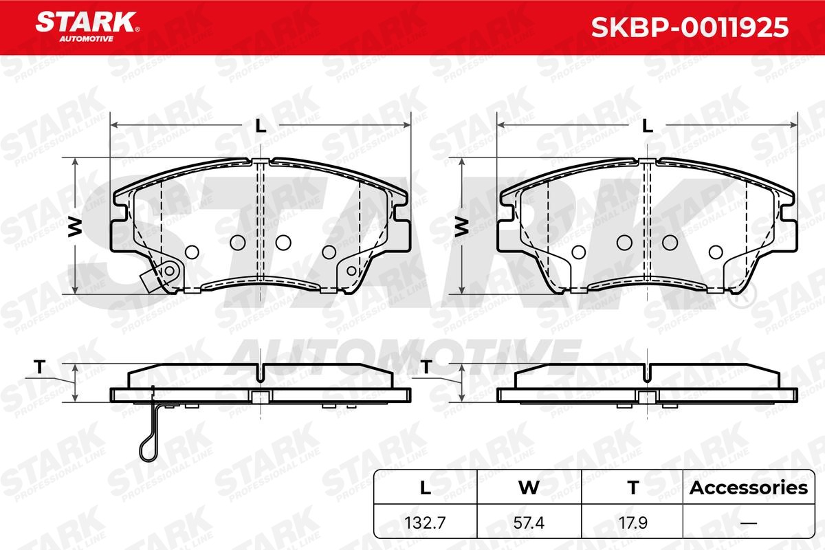 SKBP-0011925 Set of brake pads SKBP-0011925 STARK Front Axle, with acoustic wear warning