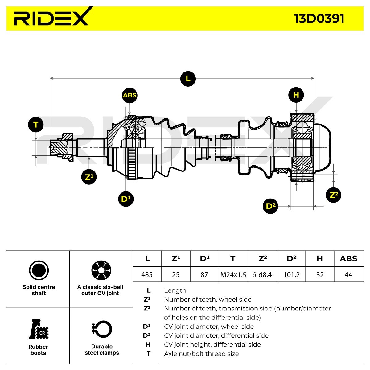 RIDEX CV axle 13D0391 buy online