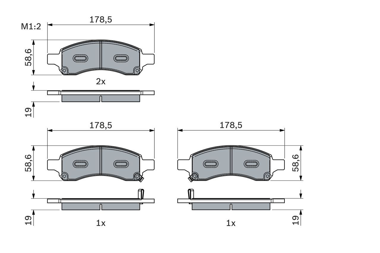 BOSCH 0 986 494 966 Brake pad set Low-Metallic, with integrated wear warning contact