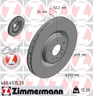 ZIMMERMANN 350x34mm, 6/5, 5x112, internally vented, slotted, Coated, High-carbon Ø: 350mm, Rim: 5-Hole, Brake Disc Thickness: 34mm Brake rotor 460.4515.20 buy