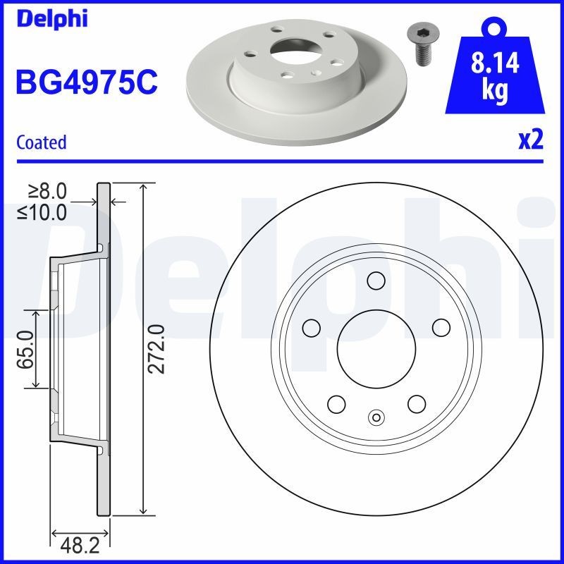 DELPHI BG4975C Brake disc 6R0615601