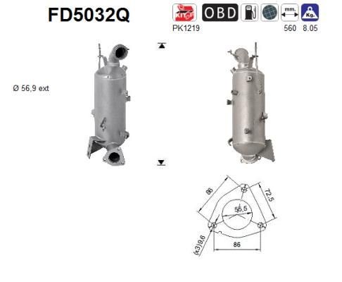 AS FD5032Q Diesel particulate filter Euro 5, Silicon carbide