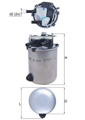 MAHLE ORIGINAL KL 1027 Fuel filter In-Line Filter, 10mm, 10,0mm