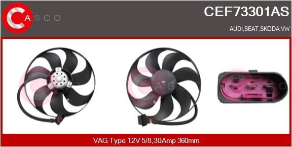 CASCO CEF73301AS Fan, radiator Ø: 360 mm, D1: 345 mm, 12V