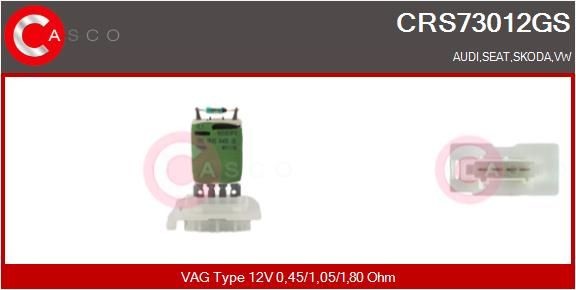 CASCO Voltage: 12V, Resistor: 0,45, 1,05, 1,80Ohm Resistor, interior blower CRS73012GS buy