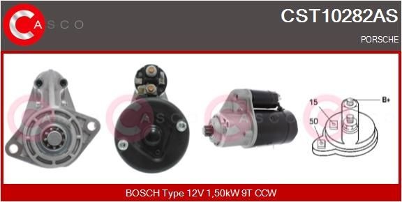 CASCO CST10282AS Starter motor 12V, 1,50kW, Number of Teeth: 9, CPS0104, M8, Ø 76 mm