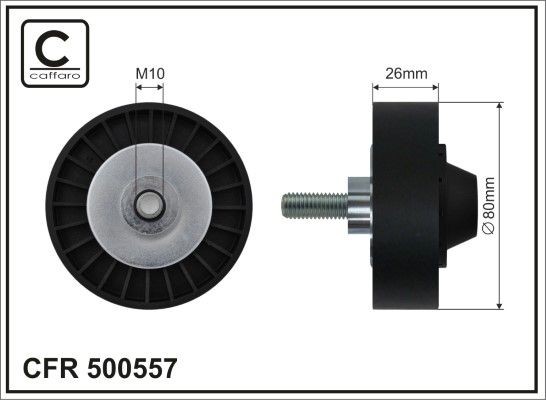 CAFFARO 500557 Deflection / Guide Pulley, v-ribbed belt