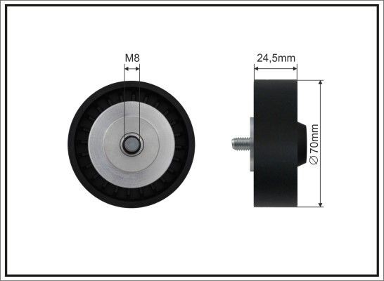 CAFFARO Ø: 70mm, Width: 25mm Tensioner pulley, v-ribbed belt 500569 buy