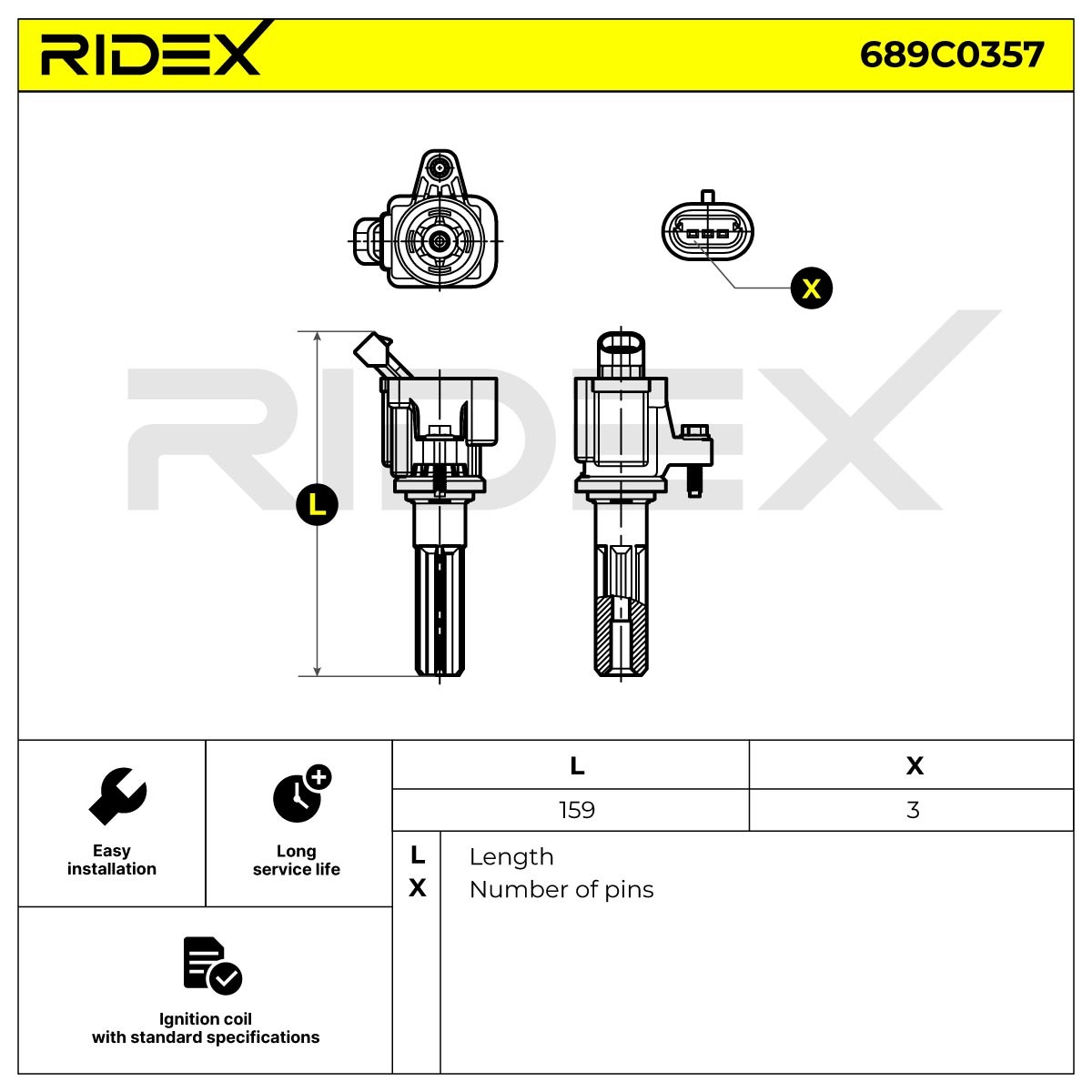 OEM-quality RIDEX 689C0357 Ignition coil pack