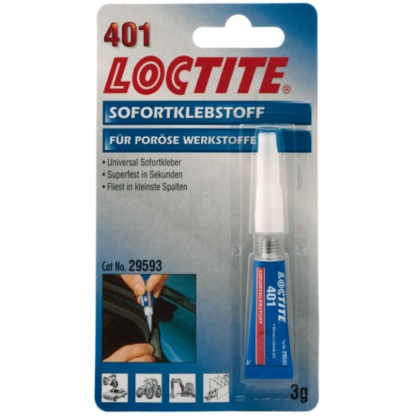 195904 LOCTITE 401 Rubber Adhesive Blister Pack, Tube, Weight: 3g