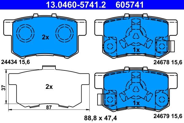 ATE Brake pad kit 13.0460-5741.2 for HONDA CR-V, ACCORD, STEPWGN