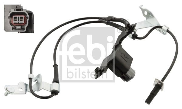FEBI BILSTEIN 107182 ABS sensor Front Axle Right, with retaining strap, 88mm