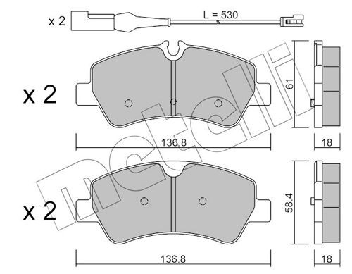 25603 METELLI incl. wear warning contact Thickness 1: 18,0mm Brake pads 22-0991-1 buy