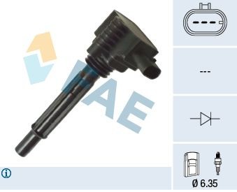 FAE 80390 Ignition coil 3-pin connector, Connector Type SAE