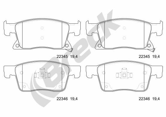 22345 00 701 00 BRECK Brake pad set OPEL with acoustic wear warning