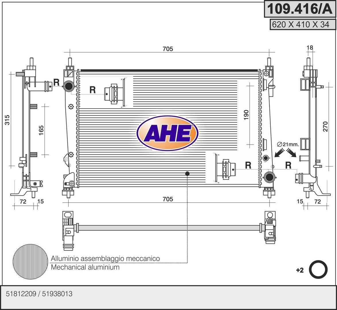 AHE 109.416/A Engine radiator 51938013