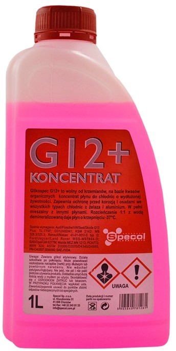 SUZUKI CP Kühlmittel G12+ Rot, 1l, -38(50/50) SPECOL Glikospec 100024