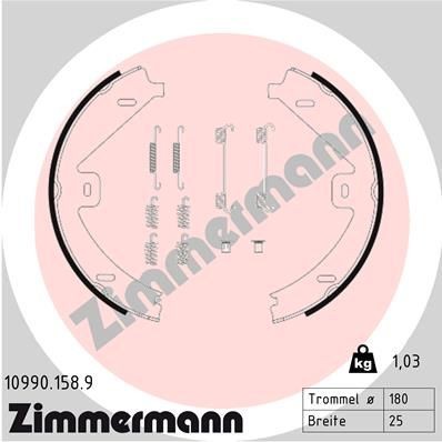 ZIMMERMANN Handbrake shoes rear and front Mercedes C204 new 10990.158.9