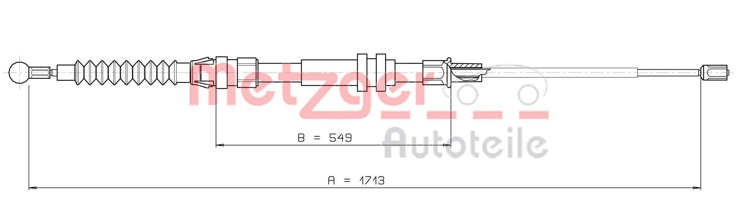 METZGER Left Rear, Right Rear, 1713/549mm, Disc Brake Cable, parking brake 10.7432 buy