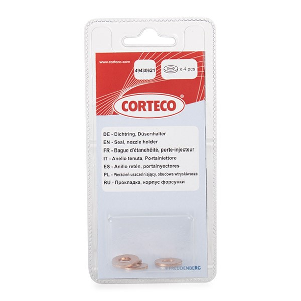 49430621 CORTECO Injector seal ring FIAT Inner Diameter: 7,3mm, Copper