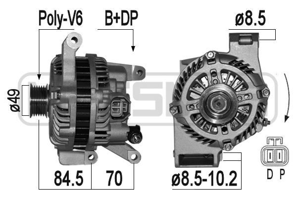 ERA 14V, 90A, B+DP, Ø 49 mm Generatore 209358A acquisto online