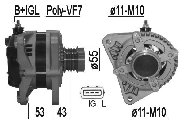 209369A ERA Generator SUZUKI 14V, 140A, B+IGL, Ø 55 mm