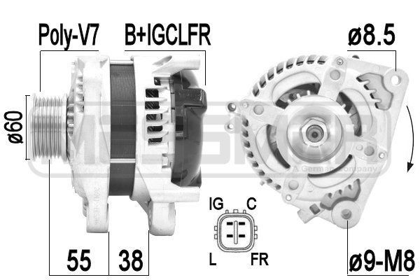 209412A ERA Generator DAIHATSU 14V, 130A, B+IGCLFR, Ø 60 mm