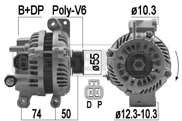 209422A ERA Generator MAZDA 14V, 90A, B+DP, Ø 55 mm