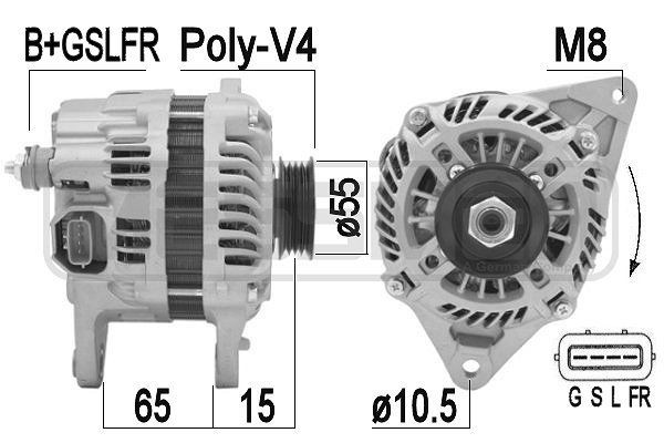 209444A ERA Generator CHRYSLER 14V, 105A, B+GSLFR, Ø 55 mm